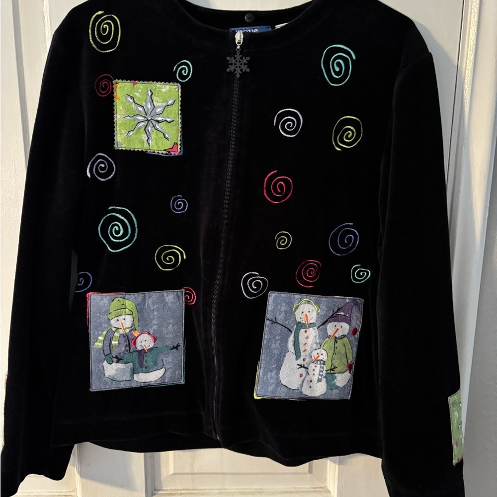 Onque Casuals Black Kids' Jacket with Colorful Embroidered Patches